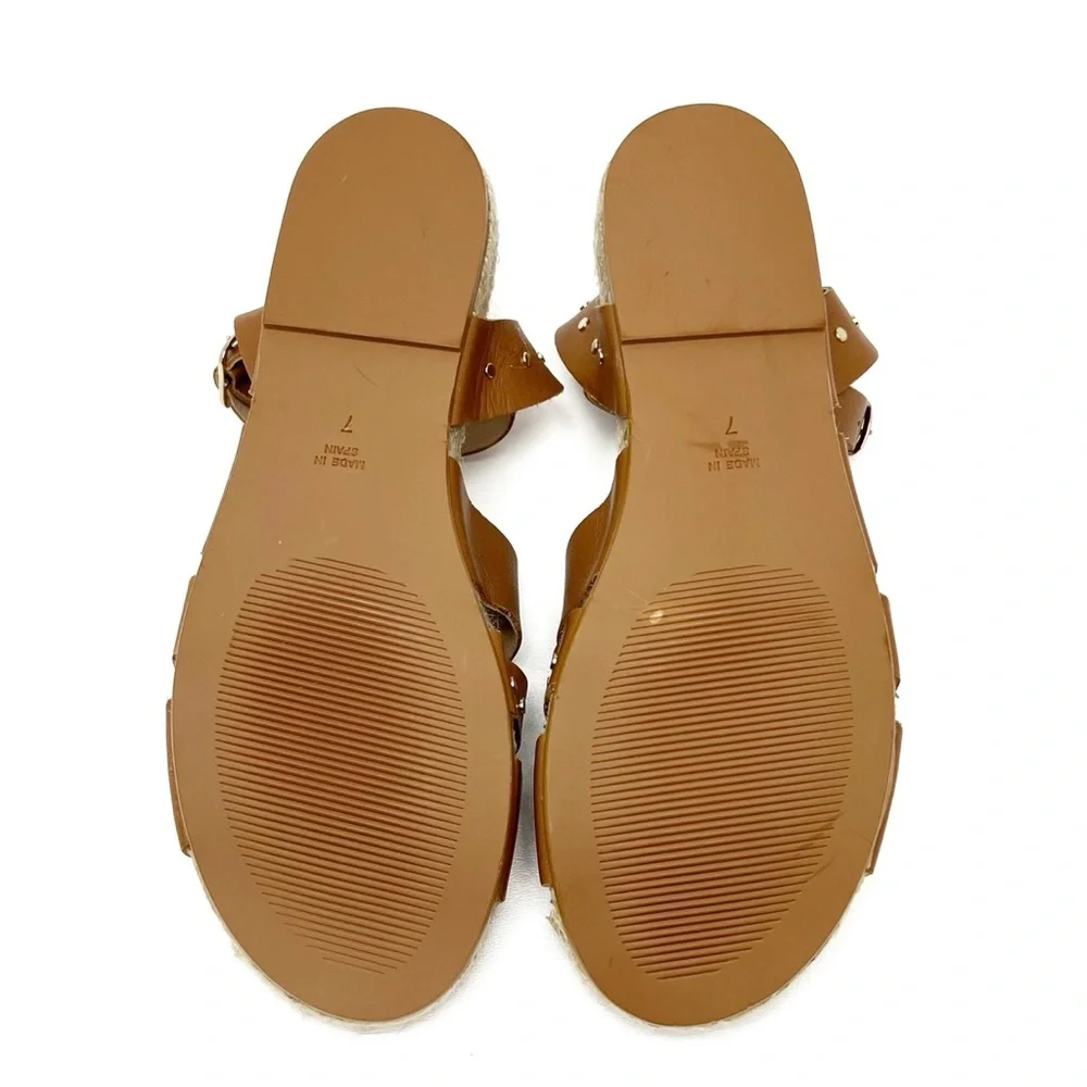 Bruno Magli Perla Leather Sandal Cognac Leather Womens Size 7 Espadrille New NWT
